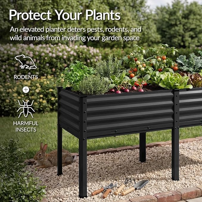 Best Choice Products 72x24x30in Non Toxic Galvanized Raised Garden Bed, Metal Elevated Planter Box, Vegetable Garden, 100% Non Toxic Materials - Black