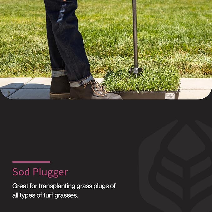 Yard Butler Sod Plugger - DIY Lawn Repair Tool - Stand Up Sod Plugger with Long Handle - Versatile Foot Bar - Easy Plug Ejection - Rust Resistant Sod Plugger - Powder Coated Steel Tool