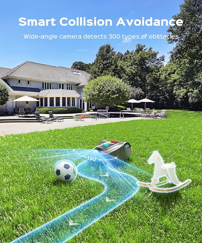 New M800Plus Robot Lawn Mower, GPS & 3D Vision, APP Control, Obstacle Avoidance, Auto-Charging, Bow-Shaped Mowing for Lawns up to 8611 sq.ft (1/5 Acre), with 32.8 ft Magnetic Stripe
