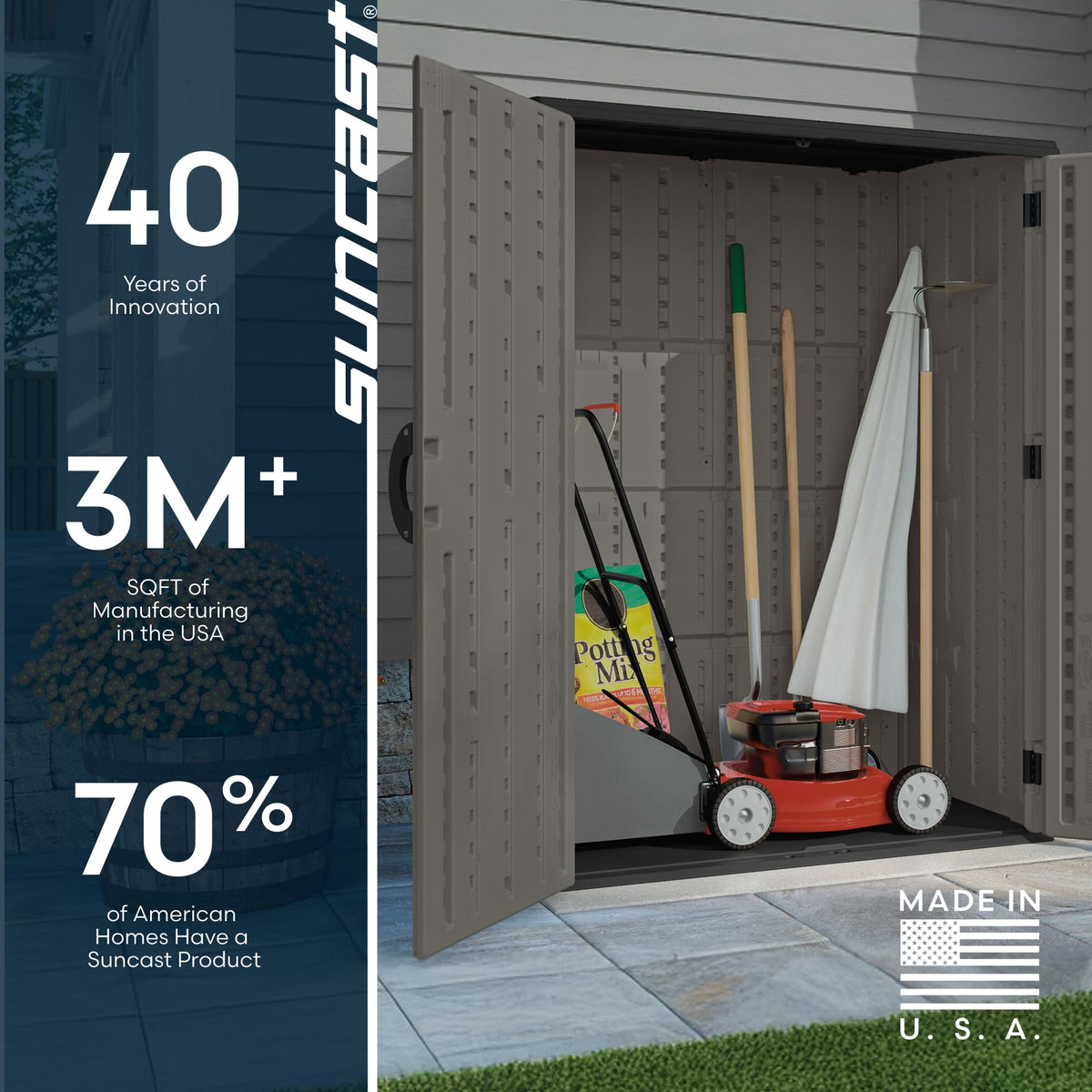 54 Cu Ft Medium Vertical Storage Shed (Stoney)