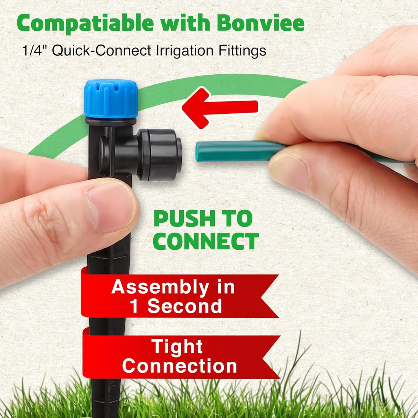 Bonviee 100FT 1/4 inch Blank Distribution Tubing Drip Irrigation Hose Garden Watering Tube Line for Small garden irrigation system-Green