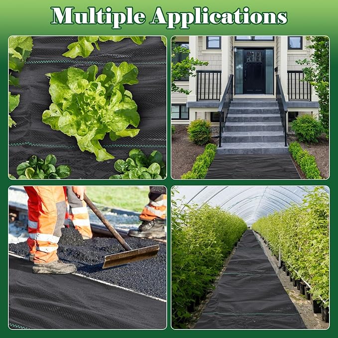 FEED GARDEN 3FT x 100FT Landscape Fabric Weed Barrier Fabric, Heavy Duty Weed Control Mat, Weed Blocker Ground Cover Geotextile Fabric for Gardening, with 20 U-Shaped Stakes (2 Pack 3x50FT)