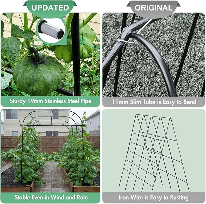 Wide Arch Trellis 7FT Extra Tall Garden Trellis Arch – Sturdy Plastic Coated Steel Metal Arch for Garden Climbing Plants & Vegetables, Weather-Resistant Outdoor Cucumber Trellis Arch