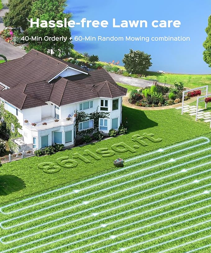 New M800Plus Robot Lawn Mower, GPS & 3D Vision, APP Control, Obstacle Avoidance, Auto-Charging, Bow-Shaped Mowing for Lawns up to 8611 sq.ft (1/5 Acre), with 32.8 ft Magnetic Stripe
