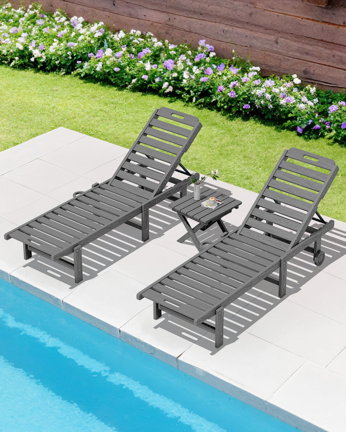 Small Folding Outdoor Side Table Set of 4 (Grey / Foldable 4-pack)