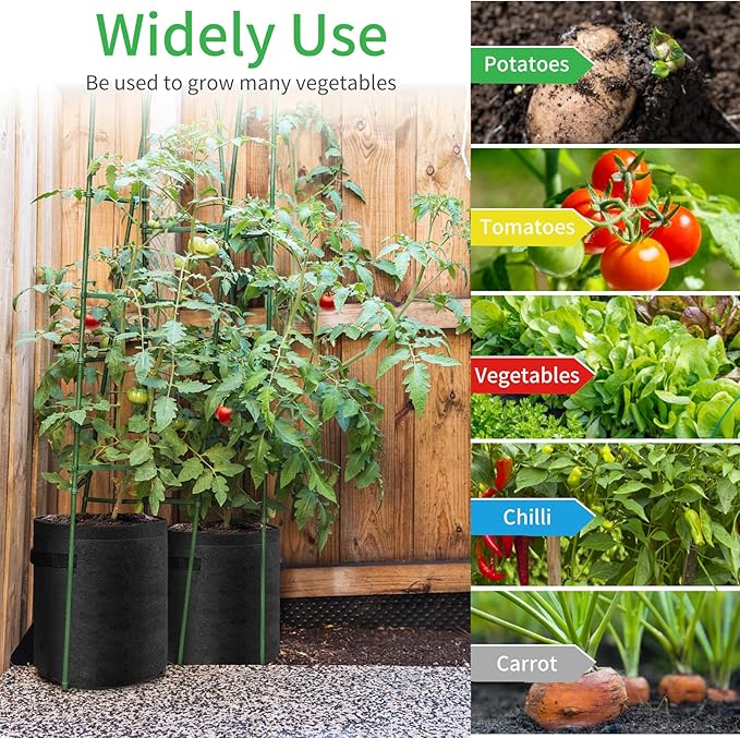 JJGoo 2 Pack Potato Grow Bags 10 Gallon with Flap, Heavy Duty Fabric Grow Bags with Handle and Harvest Window, Non-Woven Planter Pot Plant Garden Bags to Grow Vegetables Potato Tomato, Black