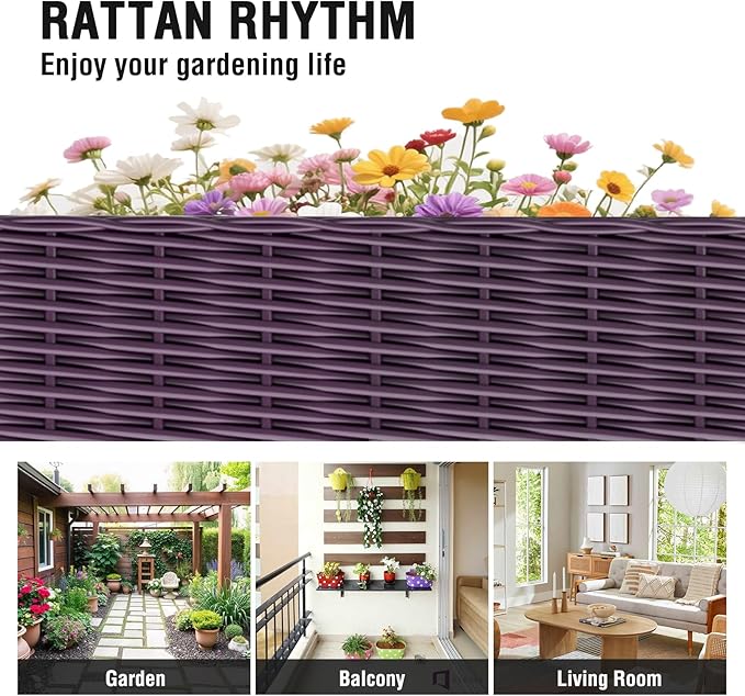 Raised Garden Bed with Reinforcement Rods Elevated Planter Boxes for Outdoor Plants with Drainage Holes for Flowers Vegetables Herbs Patio Backyard Deck Balcony, Purple 31.5x15.7x13.8 in