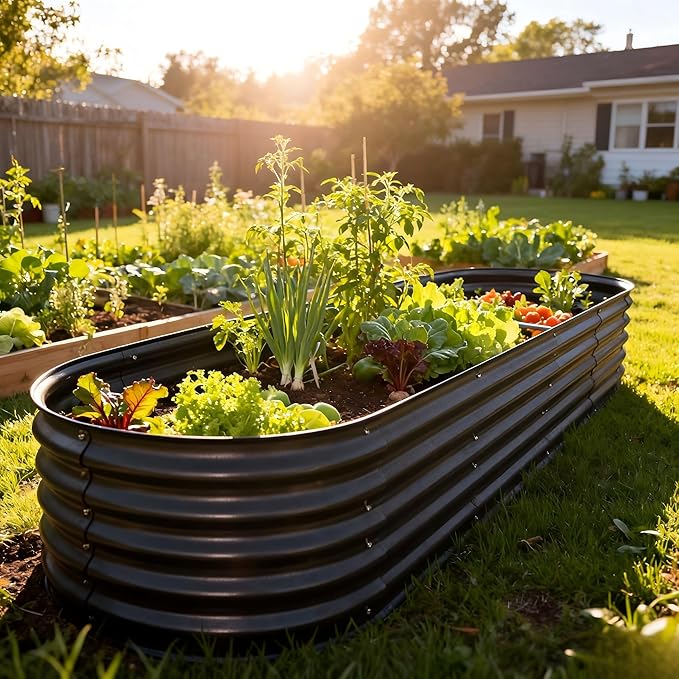 Modular Raised Garden Bed Kit 8×2×1.4FT, Magnesium-Aluminum-Zinc Steel, Rust-Proof & Tool-Free Assembly for Vegetables Herbs Flowers, Patio Backyard Urban Gardening(Cracked Silver)