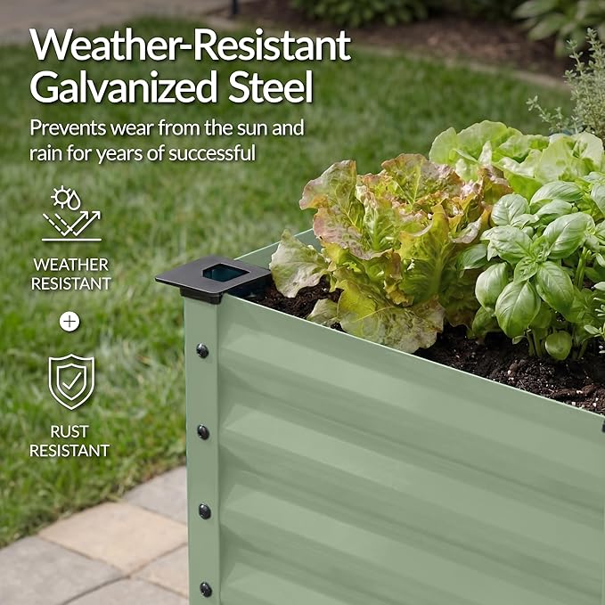 Best Choice Products 72x24x30in Non Toxic Galvanized Raised Garden Bed, Metal Elevated Planter Box, Vegetable Garden, 100% Non Toxic Materials - Sage Green