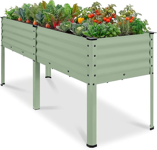 Best Choice Products 72x24x30in Non Toxic Galvanized Raised Garden Bed, Metal Elevated Planter Box, Vegetable Garden, 100% Non Toxic Materials - Sage Green