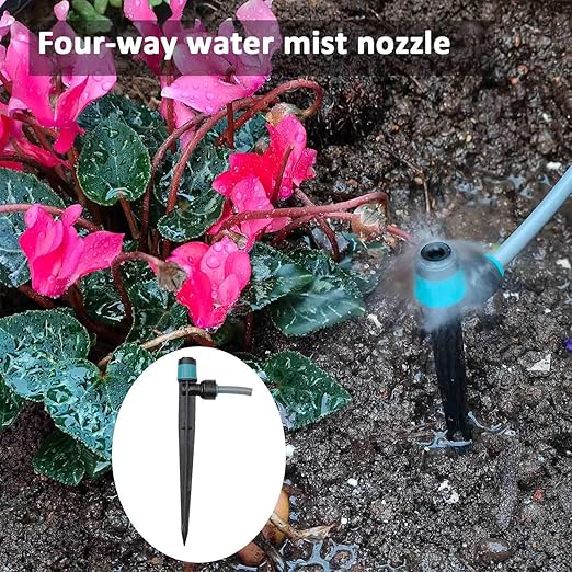 Drip Irrigation System with Water Timer Plug-in Quick Connection Drip Irrigation Kit 5/16“ID and 1/4 Inch Pipe Auto Watering System for Garden Spray, for Greenhouse, Garden, Lawn, Potted Plants