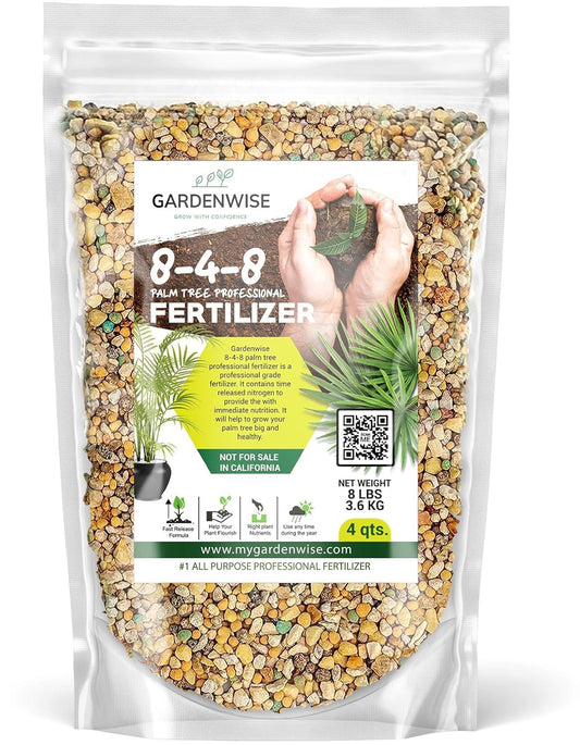 8-4-8 Professional Palm Tree Fertilizer Plant Food; for Indoor Potted Plants and Outdoor Landscape Palm Trees; Quick-Release Nitrogen Fertilizer and Continuous Feeding (4 QUARTS)