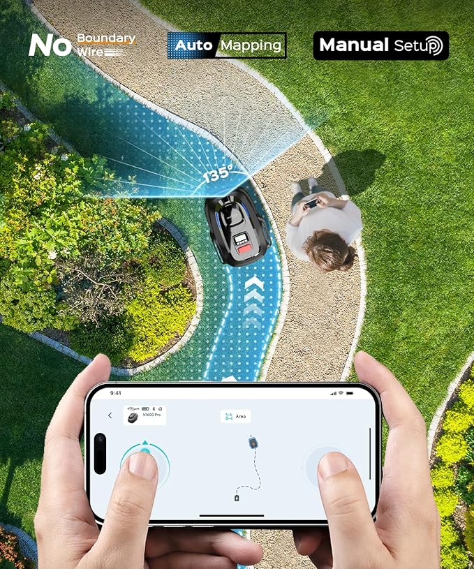 N1600 PRO Robotic Lawn Mower – High Precision Mapping, Advanced Navigation,0.4 Acre Coverage, APP Smart Control, Multi-Zone Mowing, Ordered Cutting Path, Smart Robot Lawn Mower for Yards