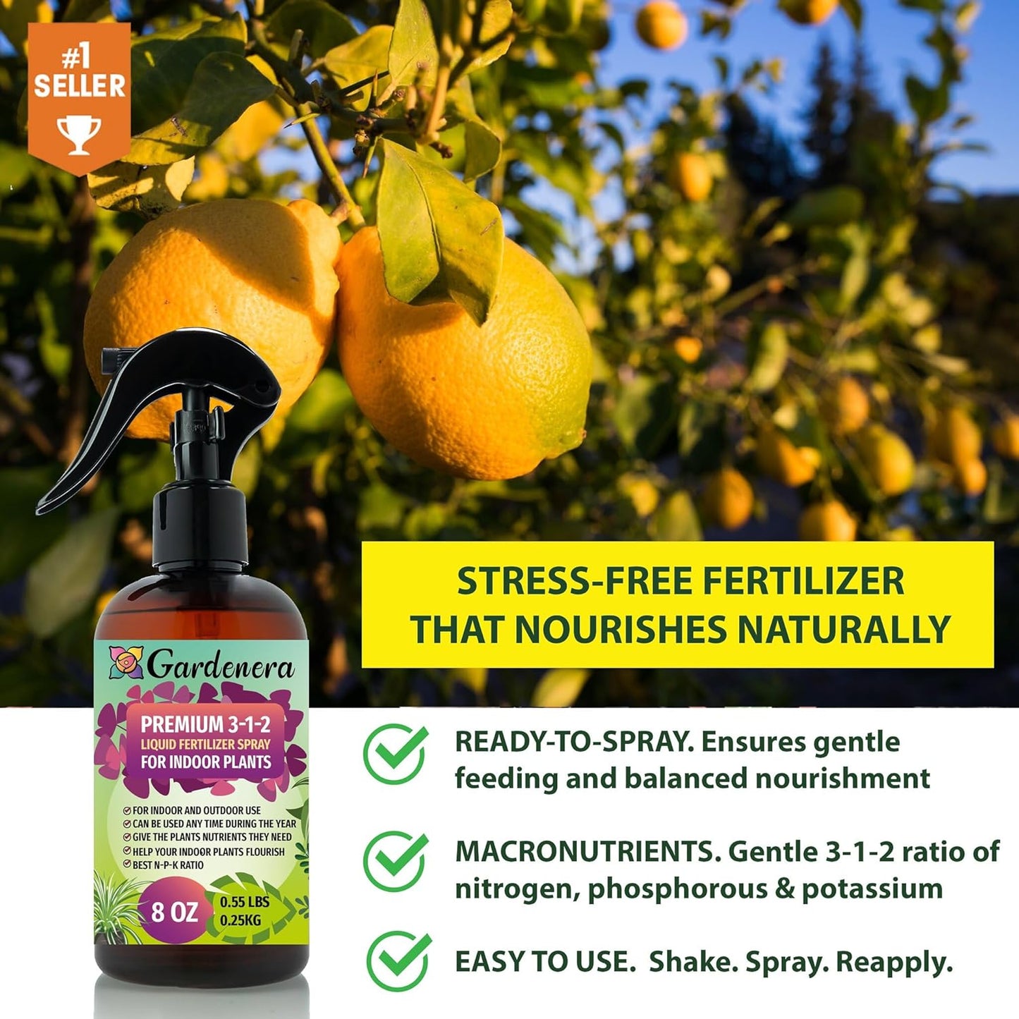 Professional Lavender Spray Fertilizer Mist for Home Gardening | 3-1-2 Gentle Blend Mist for Healthy Leaves & Growth | Essential Nutrients for Lavender - 8oz