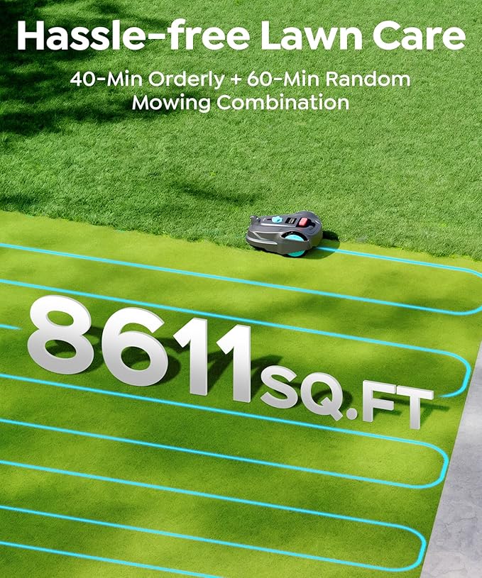 M800Plus NO Wire Vision Robot Lawn Mower with GPS Navigation, Path Planning, APP Control, Spiral Cutting, Automatic Lawnmower with Obstacle Avoidance, Height Adjustment for 1/5 Acres Lawn