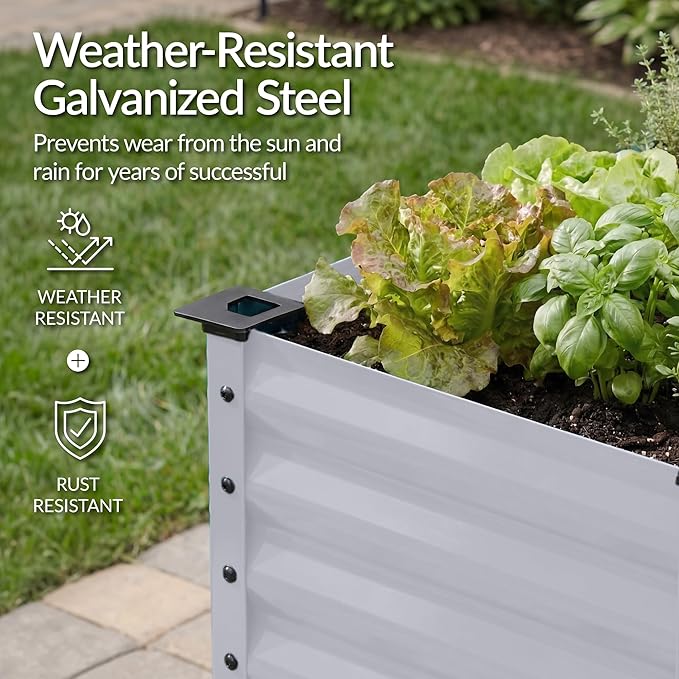 Best Choice Products 48x24x30in Galvanized Raised Garden Bed, Metal Elevated Planter Box, Vegetable Garden for Backyard, Patio, Balcony - Moonlight Gray