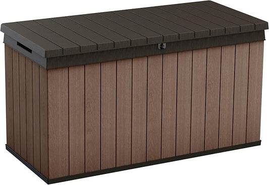 Keter Darwin 150 Gallon Resin Large Deck Box - Organization and Storage for Patio Furniture, Outdoor Cushions, Garden Tools and Pool Gear