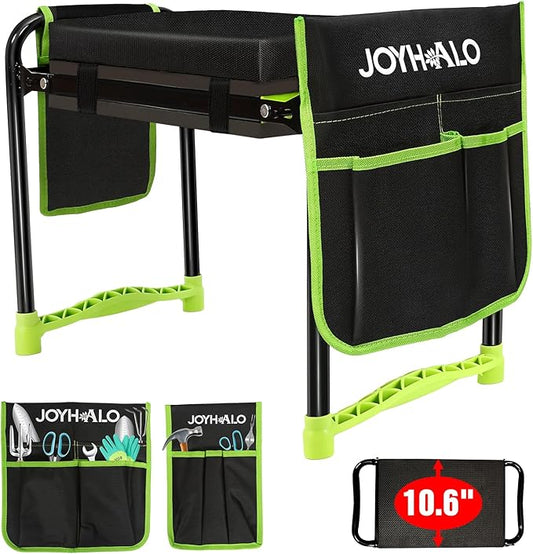 joyhalo 10.8 inch Wider Foldable Garden Kneeler and Seat Heavy Duty, Gardening Stool with Extra-Thick Kneeling Pad, Garden Bench for Kneeling and Sitting, Gardening Gifts for Women