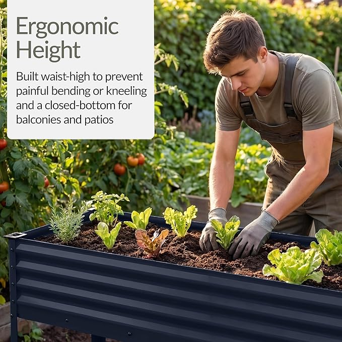 Best Choice Products 48x24x30in Galvanized Raised Garden Bed, Metal Elevated Planter Box, Vegetable Garden for Backyard, Patio, Balcony - Navy Blue