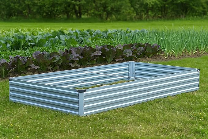 3 Pack 6x3x1FT Galvanized Raised Garden Beds Kit Outdoor Metal Gardening Planter Box for Vegetable Elevated Flower Herbs,Gray