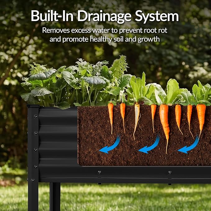 Best Choice Products 72x24x30in Non Toxic Galvanized Raised Garden Bed, Metal Elevated Planter Box, Vegetable Garden, 100% Non Toxic Materials - Black