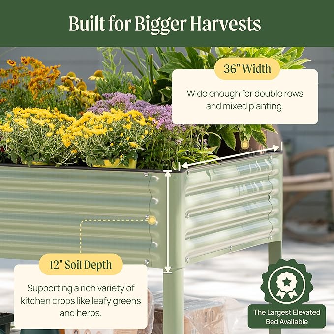 Elevated Raised Garden Bed- Jumbo Series, 3' x 8' Outdoor Planters Boxes with Legs & Storage Rack for Patio, 2000+ Lbs Weight Capacity, Raised Beds for Gardening Herbs Vegetables Flowers, Modern Gray