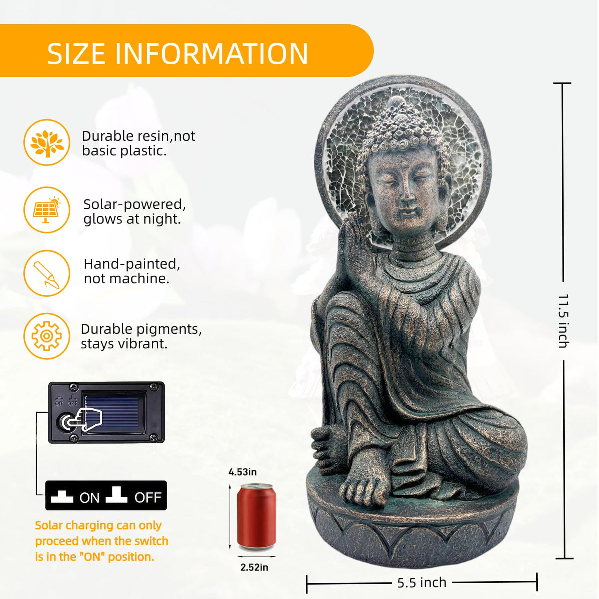 11.5in buddha statue outdoor (Antique Bronze)