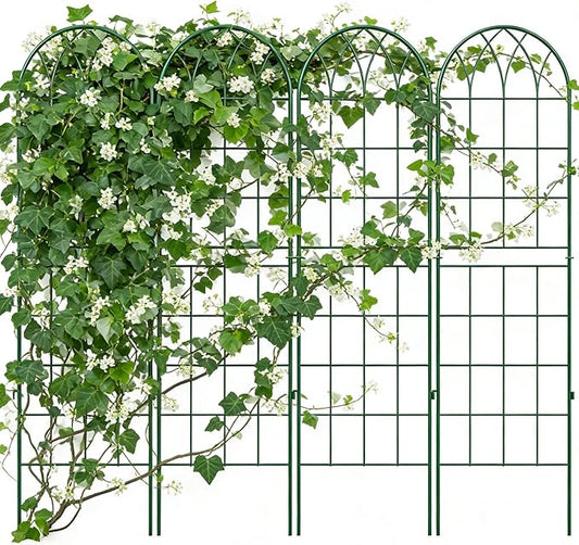 4 Pack Metal Garden Trellis for Climbing Plants, 71 Inch Green Metal Garden Trellis for Vines Plant Rose Vegetable Support,Large Decorative Outdoor Trellis