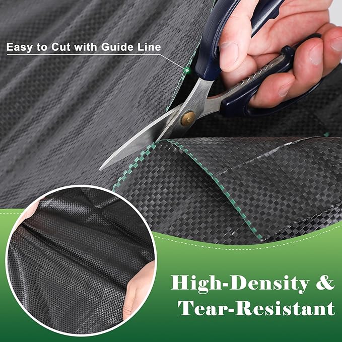 FEED GARDEN 3FT x 100FT Landscape Fabric Weed Barrier Fabric, Heavy Duty Weed Control Mat, Weed Blocker Ground Cover Geotextile Fabric for Gardening, with 20 U-Shaped Stakes (2 Pack 3x50FT)