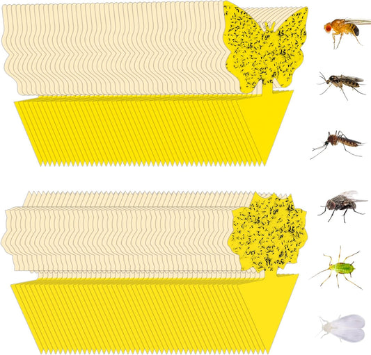 96 Pack Fruit Fly Trap for Indoors, Fungus Gnat Killer Indoor Sticky Traps for Mosquito, Bug Insect Catcher Killer for Houseplant