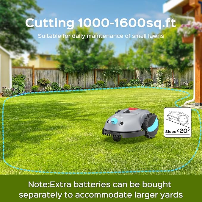 V100 Robot Lawn Mower with HD Vision Navigation, Smart Obstacle Detection, Collision Sensors, Adjustable Cutting Height, Low-Noise Operation—Perfect for Small Lawns up to 1,600 sq ft.