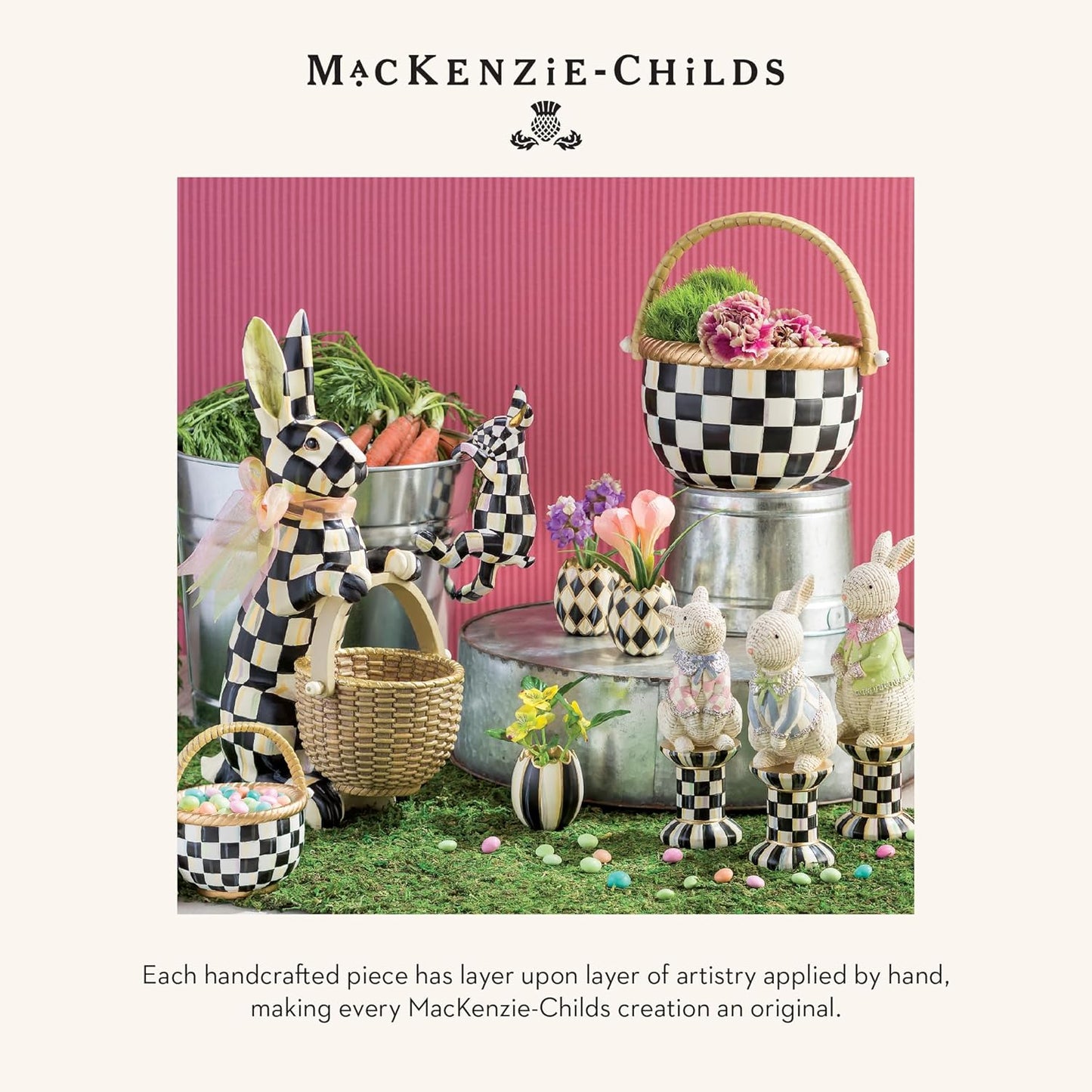 MACKENZIE-CHILDS Pot Climber, Decorative Flowerpot Hanger, Indoor and Outdoor Planter Hanging Decor, Funny Bunny