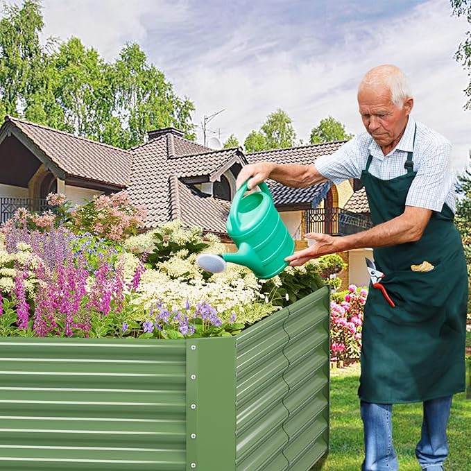 FRIZIONE 8FT(L)×4FT(W)×2FT(H) Raised Garden Bed Outdoor for Flower, Garden Planter Box for Vegetable, Raised Garden Beds for Herb, Succulent, Light Green