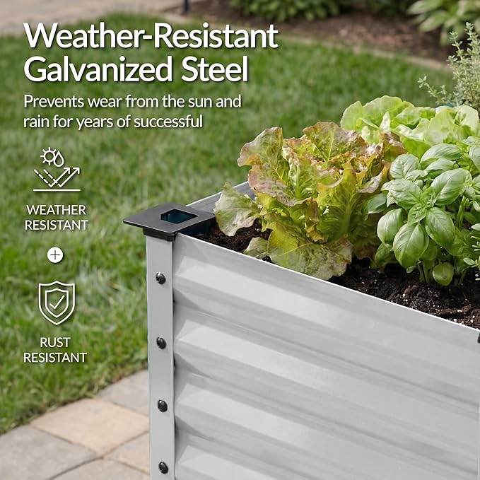 Best Choice Products 48x24x30in Galvanized Raised Garden Bed, Metal Elevated Planter Box, Vegetable Garden for Backyard, Patio, Balcony - Silver