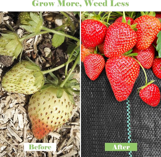 FEED GARDEN 3FT x 100FT Landscape Fabric Weed Barrier Fabric, Heavy Duty Weed Control Mat, Weed Blocker Ground Cover Geotextile Fabric for Gardening, with 20 U-Shaped Stakes (2 Pack 3x50FT)