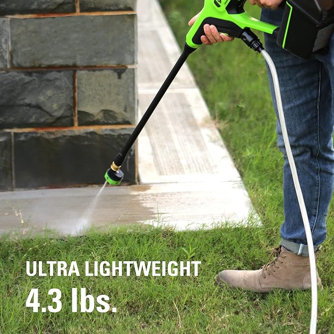 Greenworks 24V (600 PSI) Portable Power Cleaner, 4.0Ah USB Battery and Charger Included