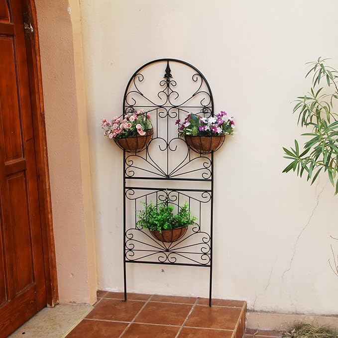 Heavy-Duty Metal Garden Trellis for Climbing Plants, 59" H x 22" W Rust-Proof Outdoor Plant Support for Cucumbers, Tomatoes & Vines 1 Pack