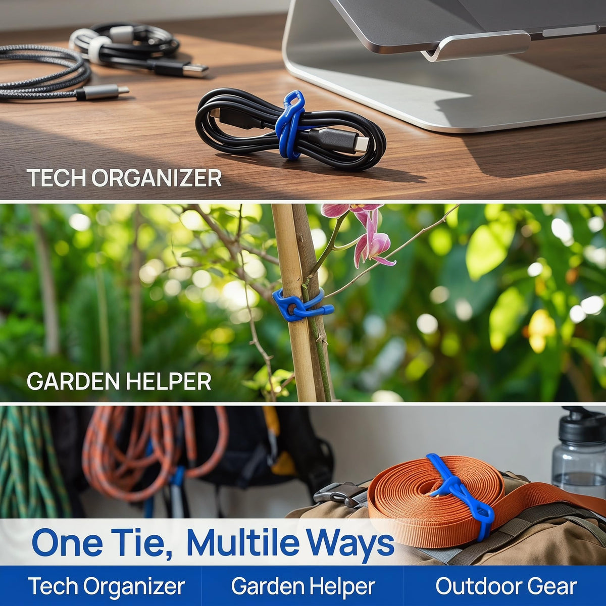 Twist Ties Silicone Cable Ties with Holes (Blue)