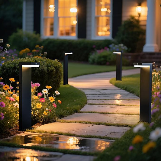 Solar Pathway Lights - Walkway Solar Lights for Outside - PIR Sensor & Two Lighting Modes - Rechargeable Battery Lasts Up To 55 Hours - 3000K - IP44 Weather Resistant - 4 Pack - 20.5" Height