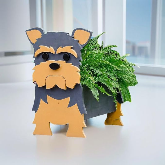 Small Yorkshire Terrier Dog Planter Plant Pots,Animal Shaped Planter Pot, Premium Garden Succulent Plant Pots Cute Dog Design, Storage Container Planters for Xmas Outdoor 9.8 x 6.3 inch