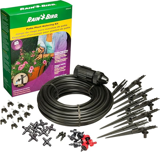 Rain Bird PATIOKIT Drip Irrigation Patio Watering Kit, Connects to Faucet, 1/4" Drip Tubing