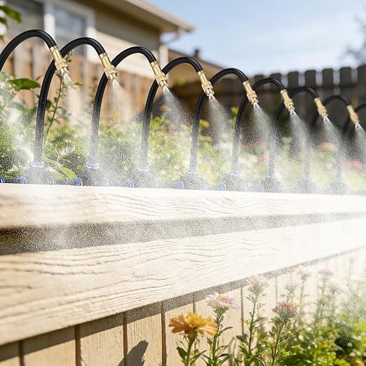49ft Drip Irrigation System Kit - Includes 15pcs 360° Adjustable Sprayers, 5/16" PE Tubing, 1/2" & 3/4" Faucet Adapters, Automatic Garden Watering Sprinkler System for Raised Bed Plants Lawn