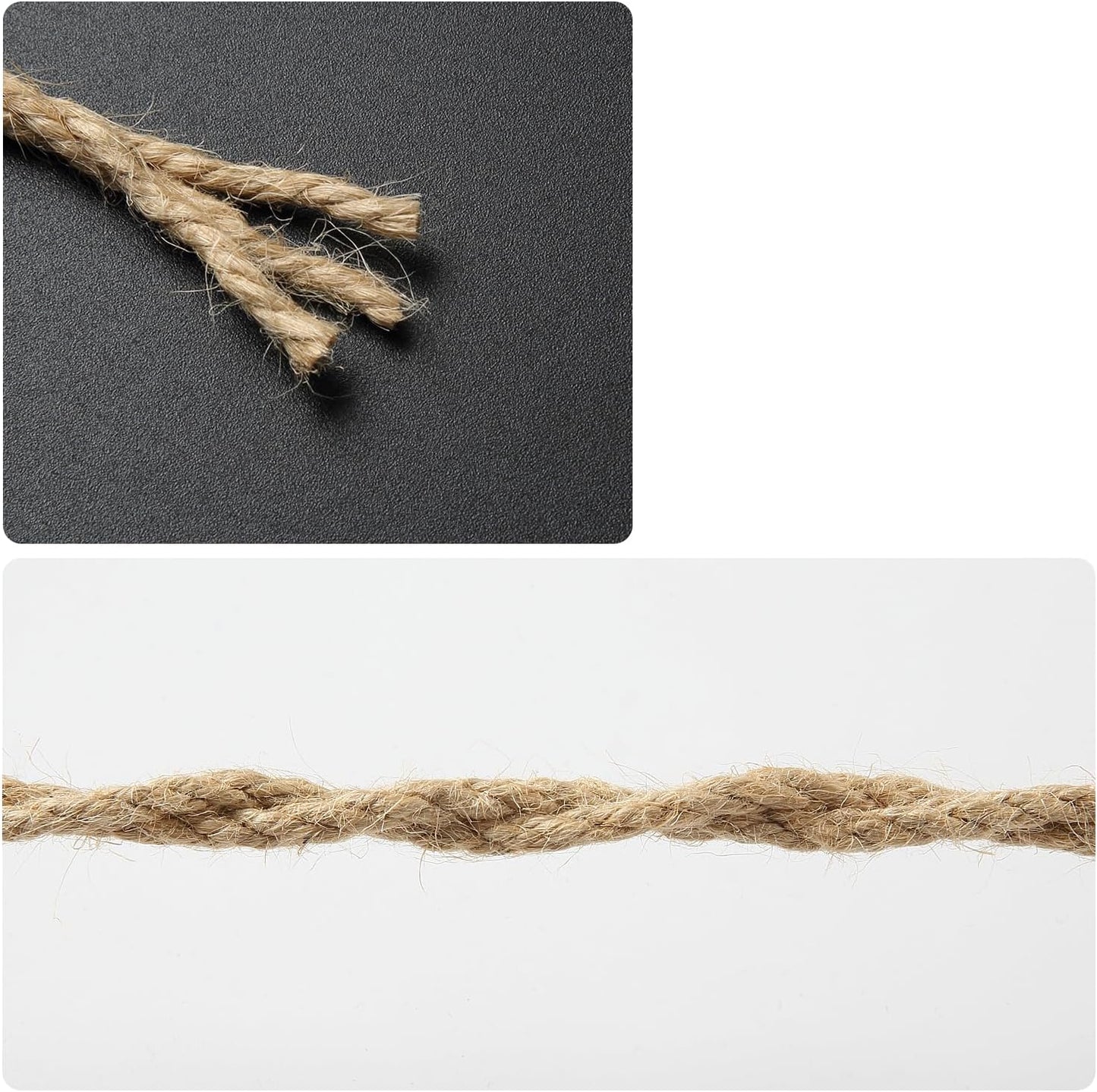1/5 in (5 mm) X 164 Ft (50 Meters) Natural Sisal Hemp Rope Heavy Duty Thick Twine for Cat Scratcher Post Tree, Garden, Binding, Crafts Packing Material