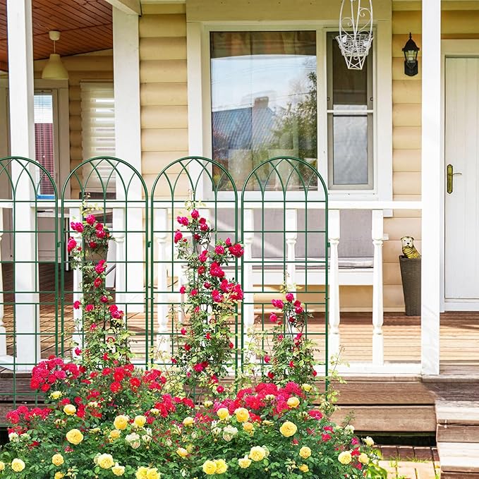 4 Pack Metal Garden Trellis for Climbing Plants, Green Metal Garden Trellis for Vines Plant Rose Vegetable Support,Large Decorative Outdoor Trellis