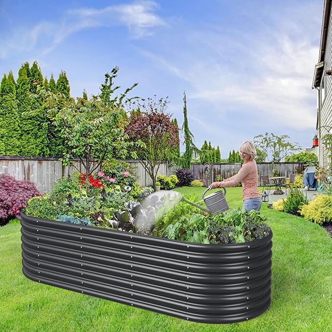 FRIZIONE 8FT(L)×3FT(W)×2FT(H) Raised Garden Bed Outdoor,Raised Garden Beds for Flower, Raised Planter Box Outdoor for Herb, Vegetable-Gray