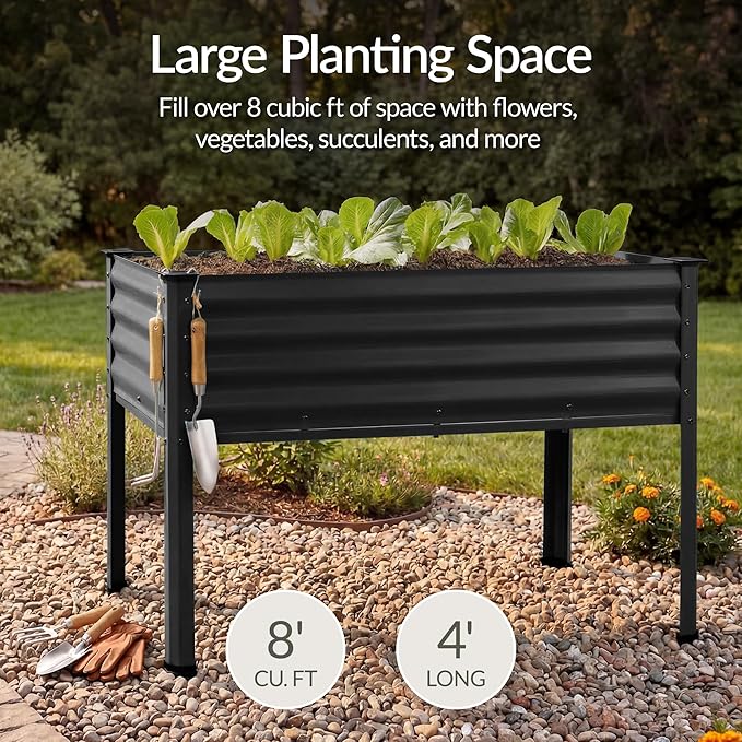 Best Choice Products 48x24x30in Galvanized Raised Garden Bed, Metal Elevated Planter Box, Vegetable Garden for Backyard, Patio, Balcony - Black