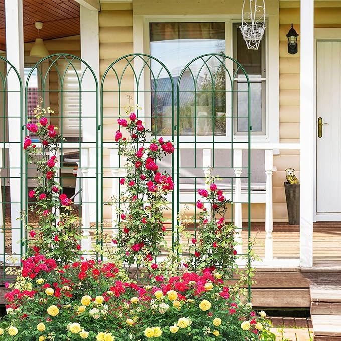 4 Pack Metal Garden Trellis for Climbing Plants, 71 Inch Green Metal Garden Trellis for Vines Plant Rose Vegetable Support,Large Decorative Outdoor Trellis