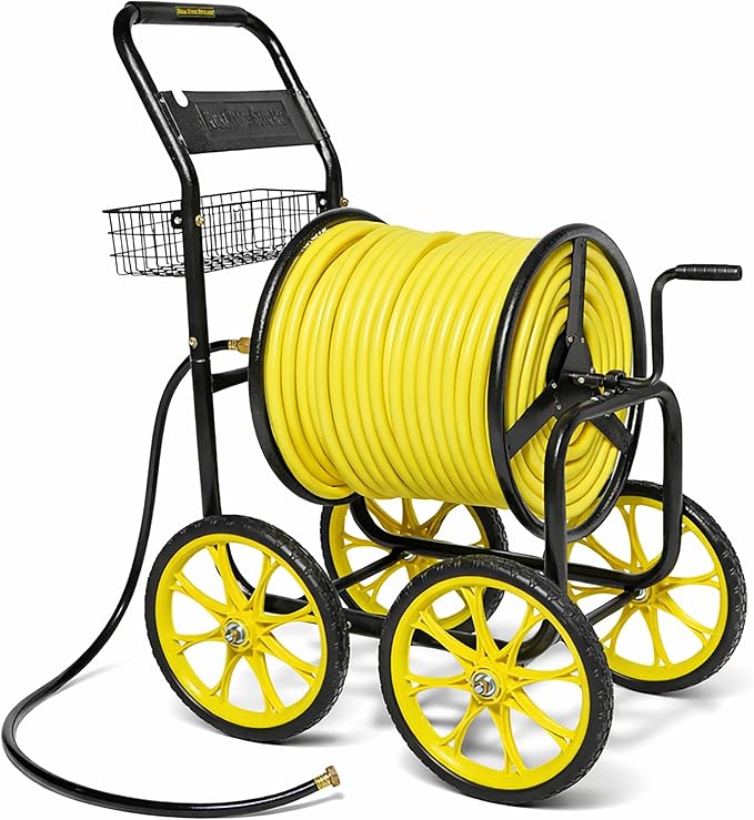 Garden Hose Reel Cart, Heavy Duty Hose Reel with Wheels, Outdoor Water Hose Reel for Backyard, Garden, or Lawn, Metal Hose Carts (400ft Hose Carriage)