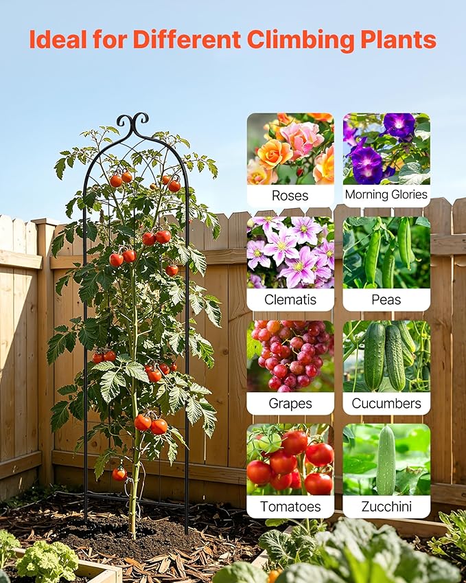 VEVOR Garden Trellis, 71 x 20 inch Rose Trellis, 4 Packs Garden Flower Rose Trellises with Powder-Coated Finish & Convenient Locking Design, Plant Support Trellises for Flowers, Vegetables, Roses