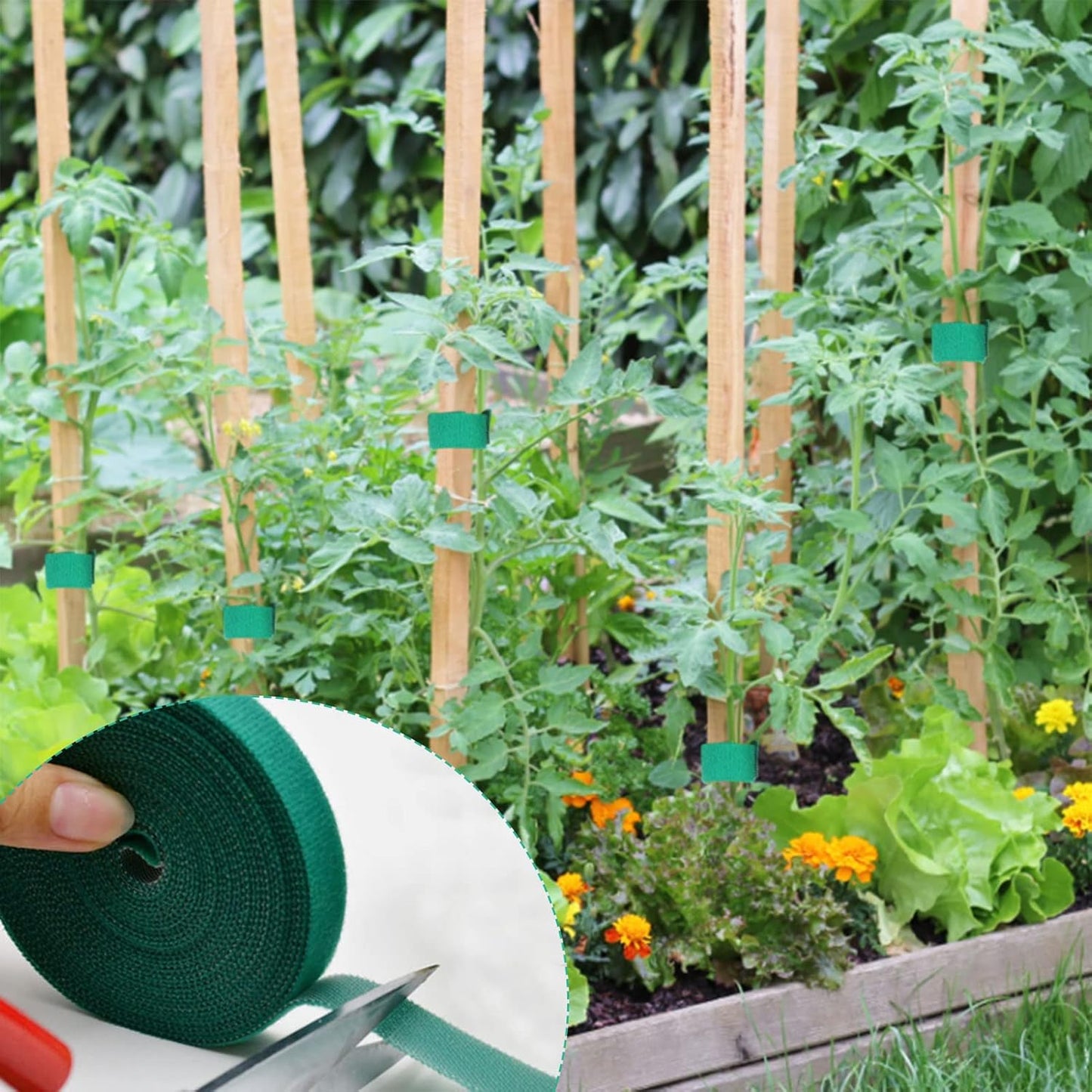 Garden Tie Green Tape - 1/2" 264ft Garden Plant Ties - Plant Twist Tie for Plant Gardening, Home, Office (8 Pack)